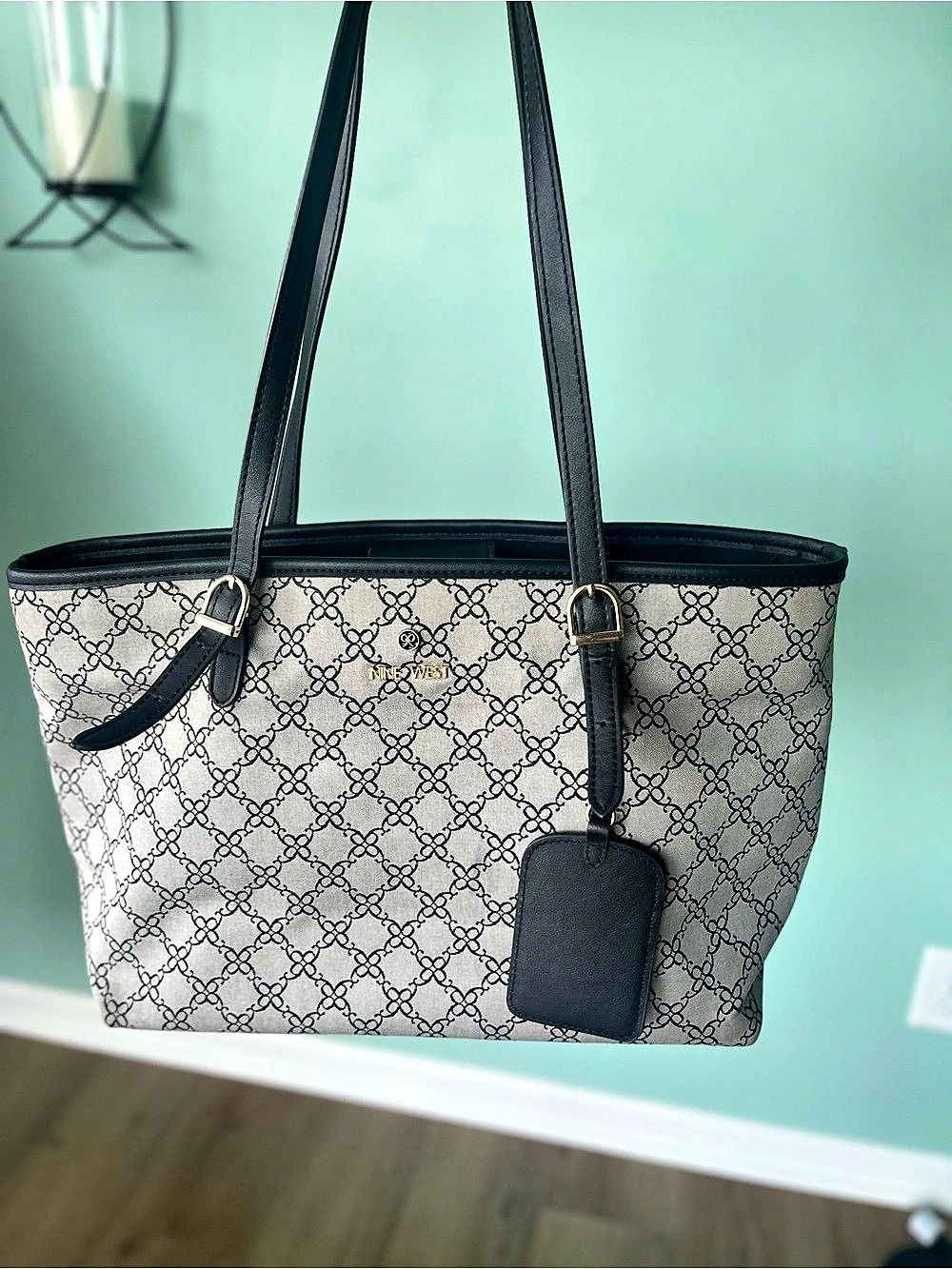 Nine West Women's Geometric Tote in Gray & Black Like New